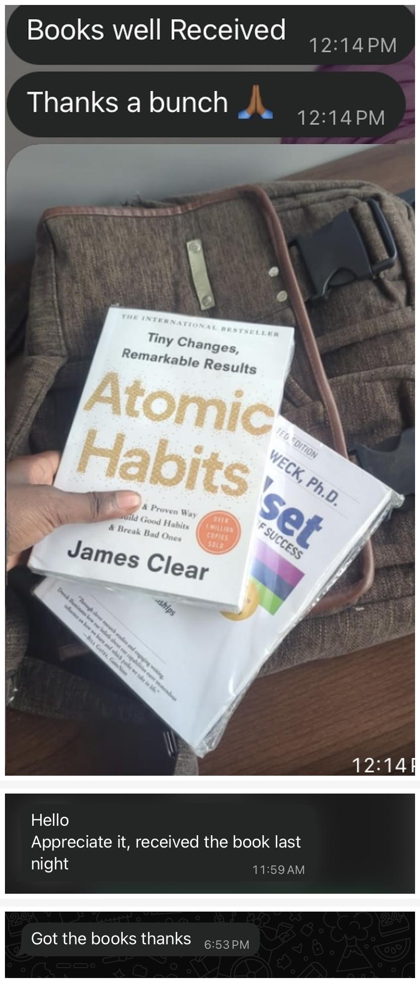 Customer showing received SomeroBooks order